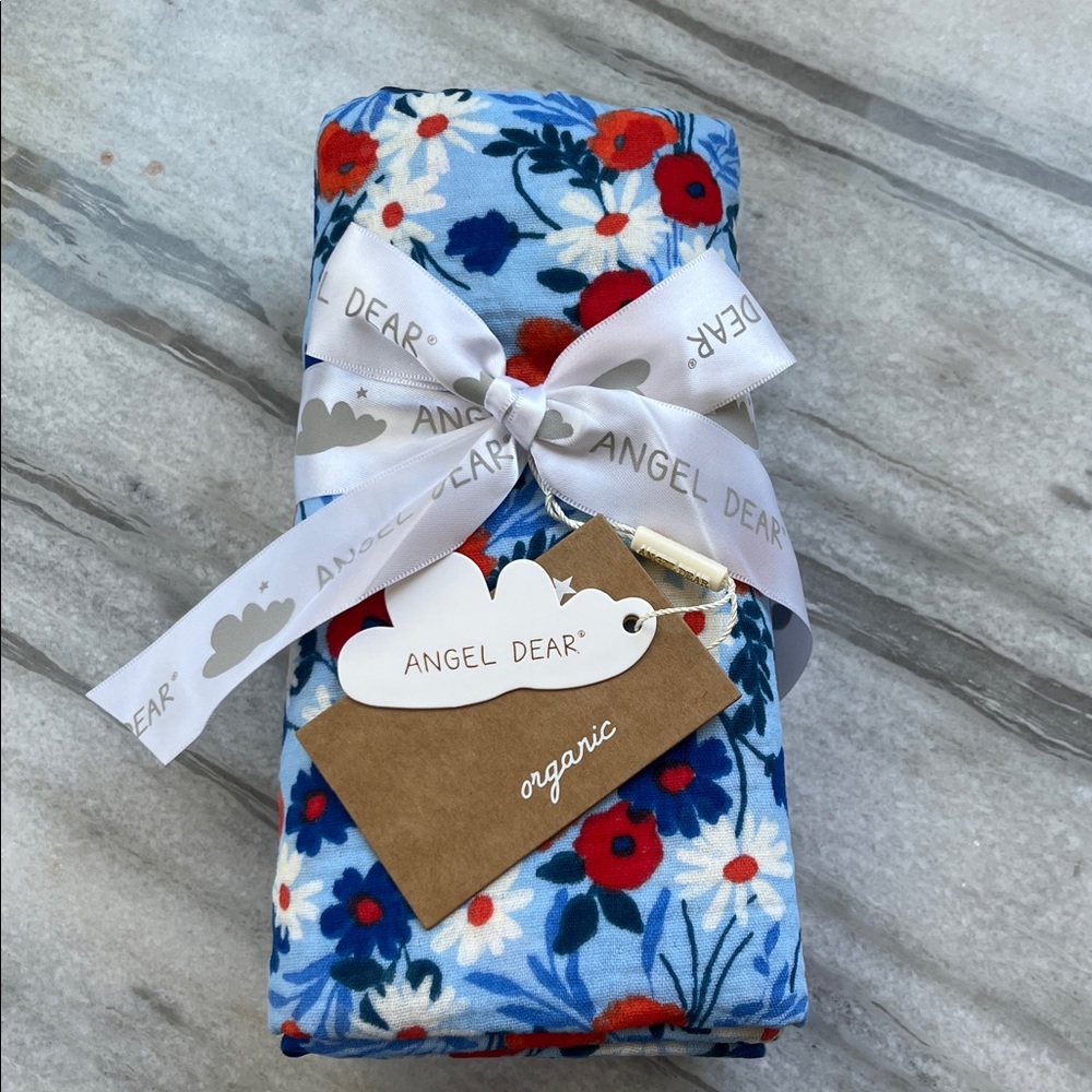 Angel Dear Blue and Red Floral Blanket
